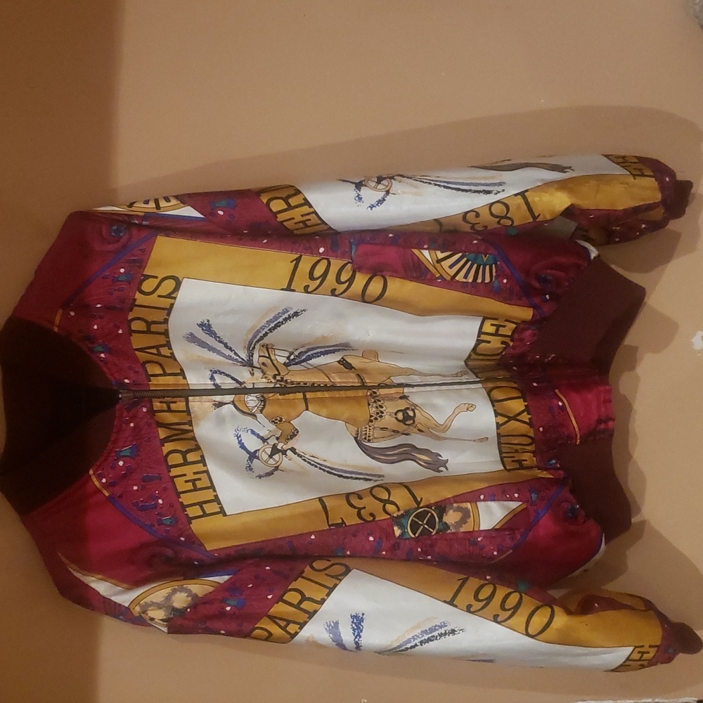 Vgt 1990 Hermès Paris Silk Bombers Jacket